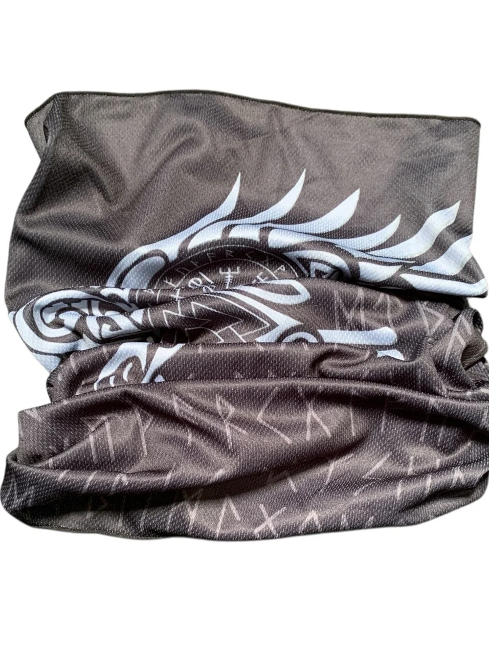 Norse Raven Neck Gaiter - Gray & White